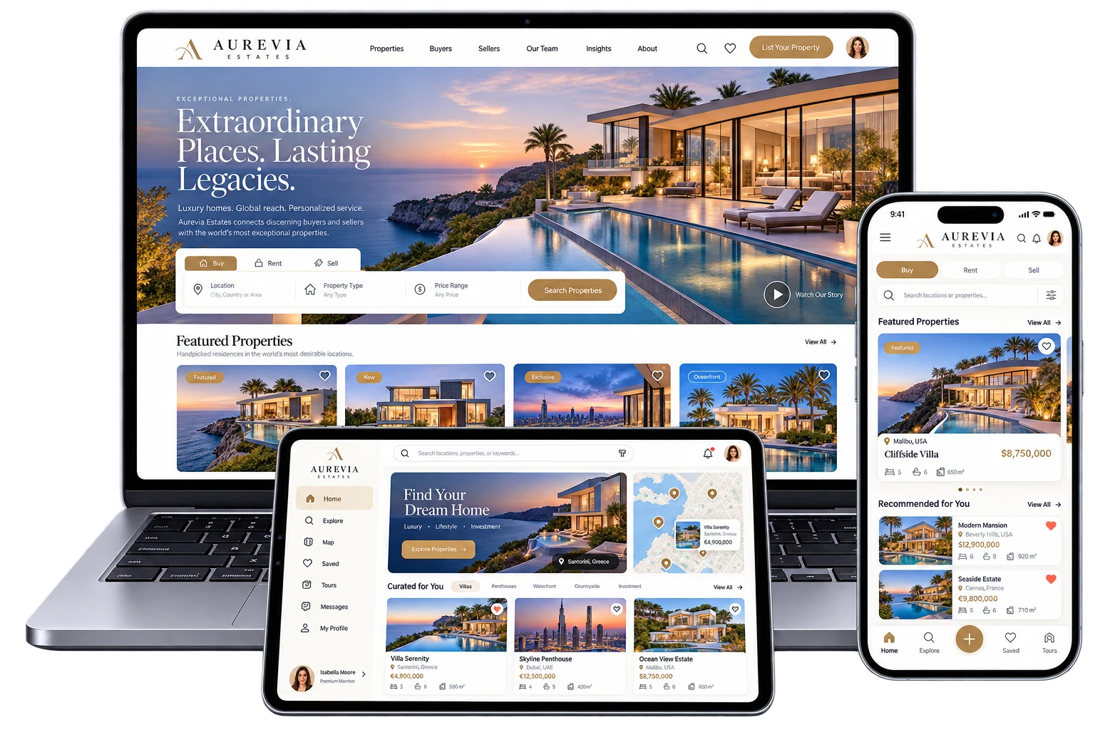 Aurevia Luxury Real Estate Website