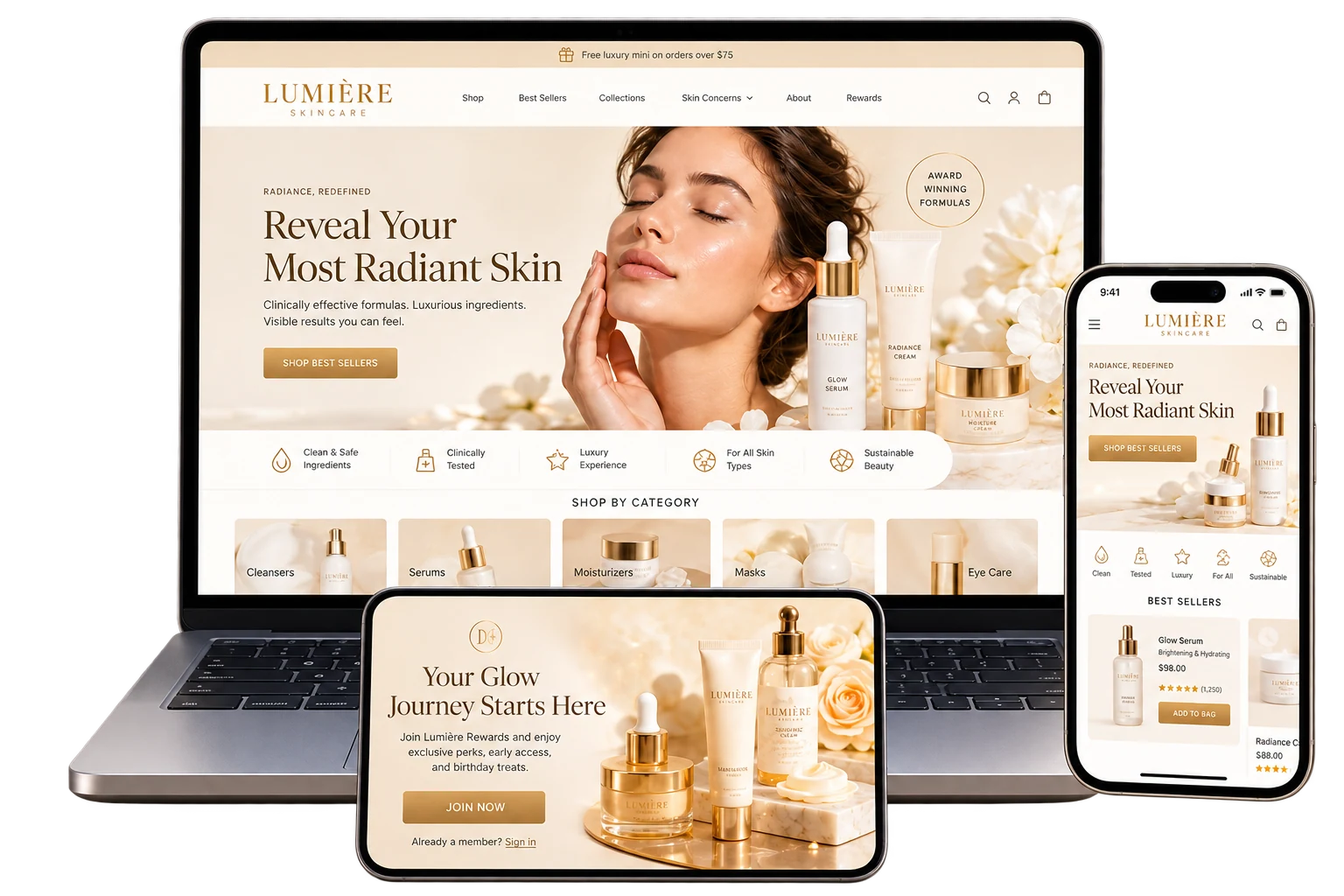 Lumiere Skincare Ecommerce Website