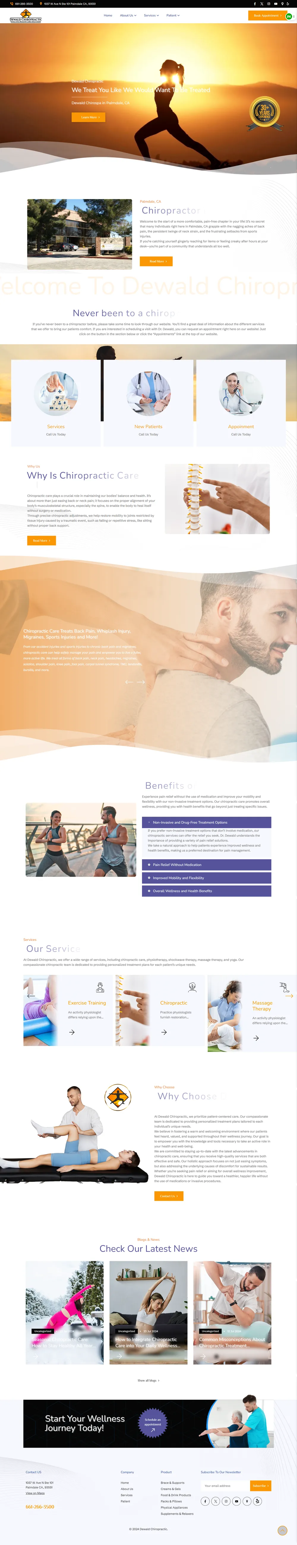 Dewald Chiropractic website built for treatment clarity and bookings
