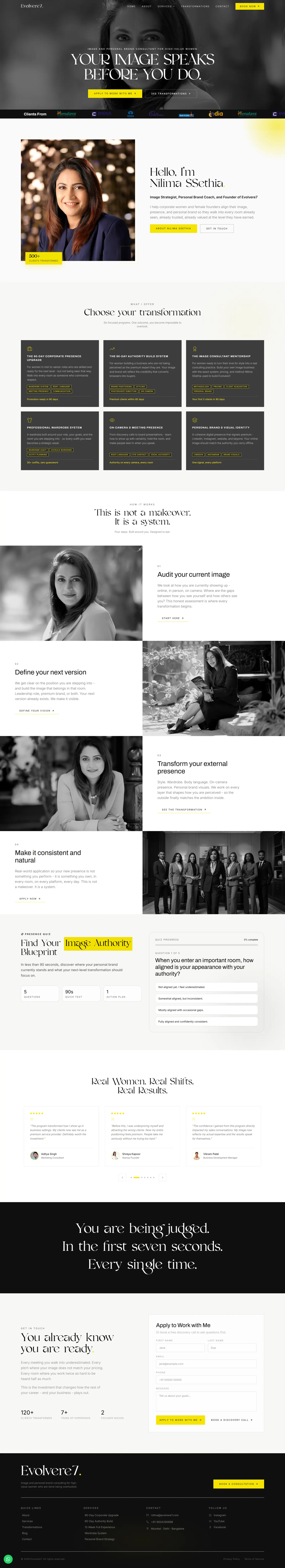 Evolvere7 premium website for a high-value personal brand