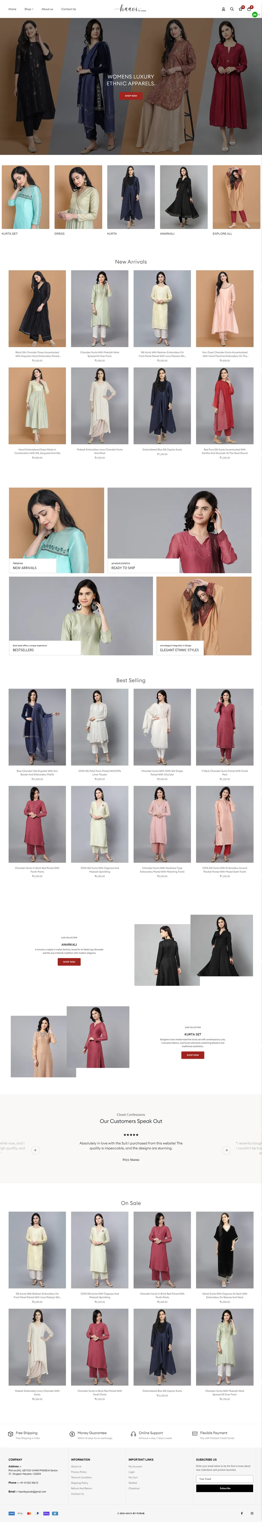 Haavi ethnic fashion store built for browsing and conversion