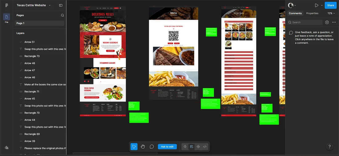 Texas Cattle Company website UI/UX